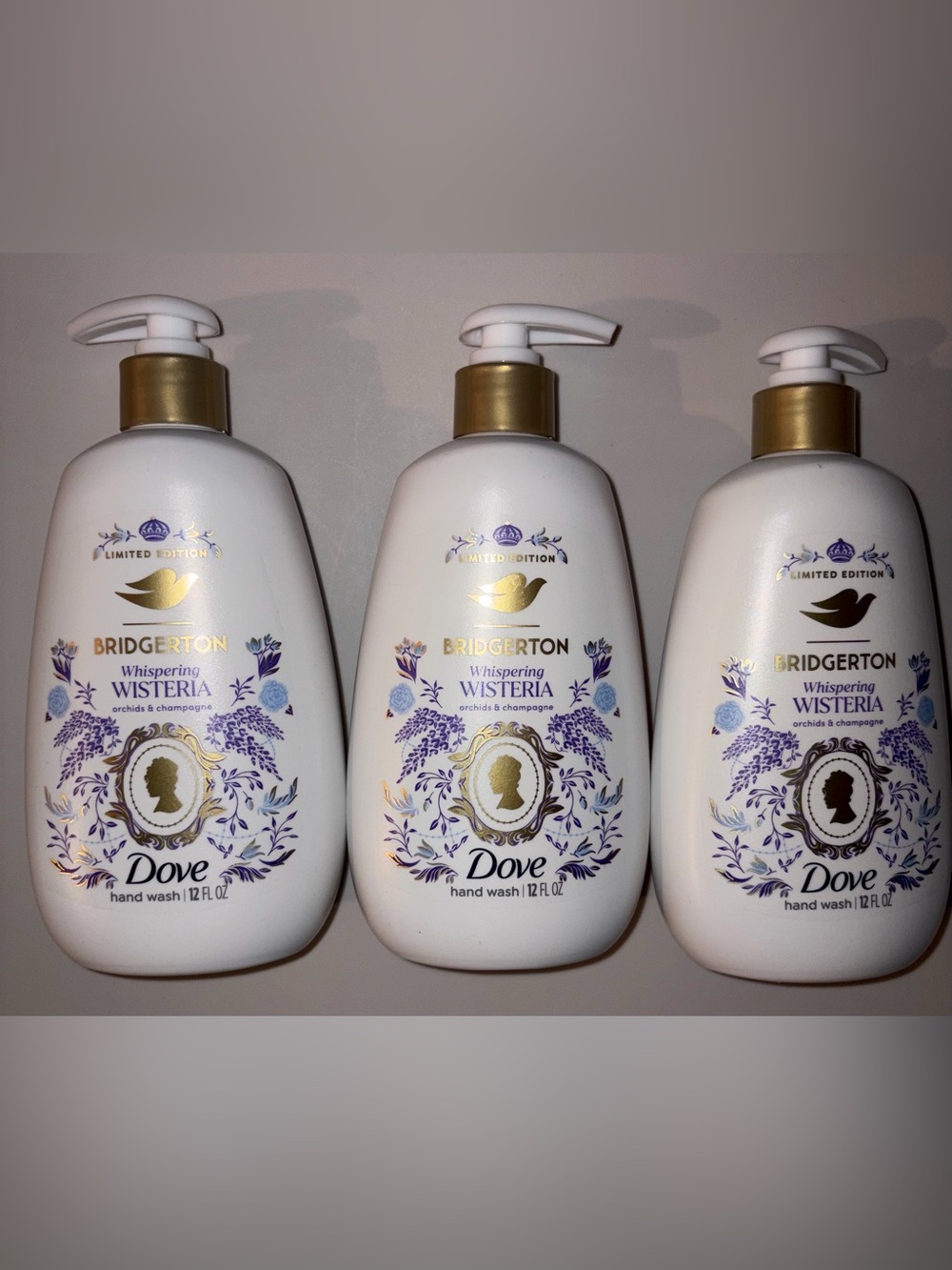 Dove Bridgerton Limited Edition Whispering Wisteria Hand Wash Set of 4 with pump